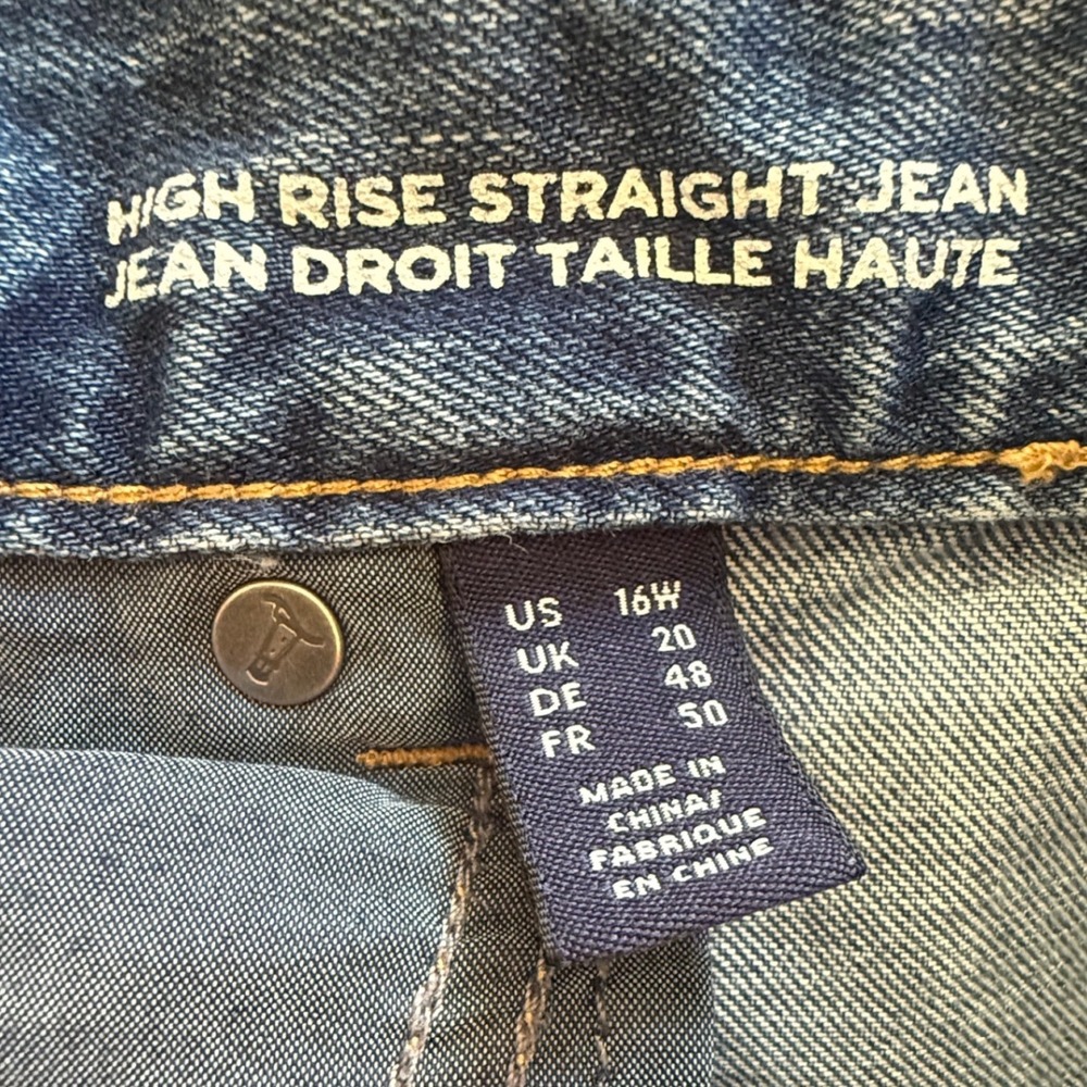 Lands End High Rise Straight Leg Jeans Women Size 16W Medium Wash Distressed - Picture 5 of 11
